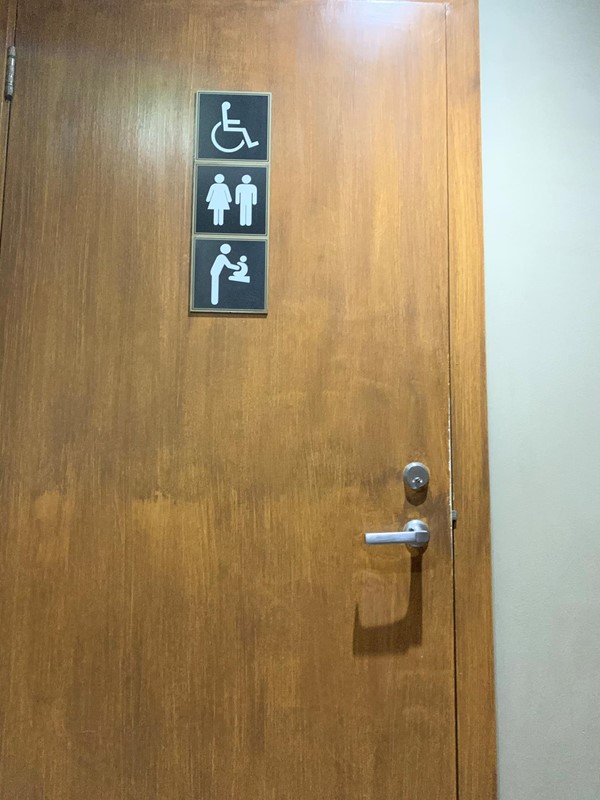 Image of accessible toilet signs. Also has the male/female symbol and one for baby change