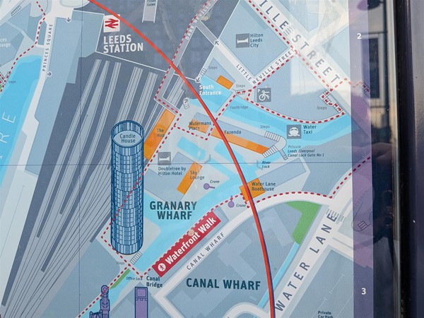 image of map of river and canal walkways closeup of wharfs