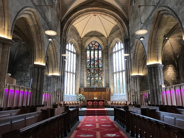 Inside the church.