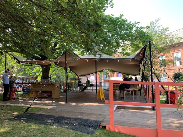 Tent in the courtyard area of the Book Festival