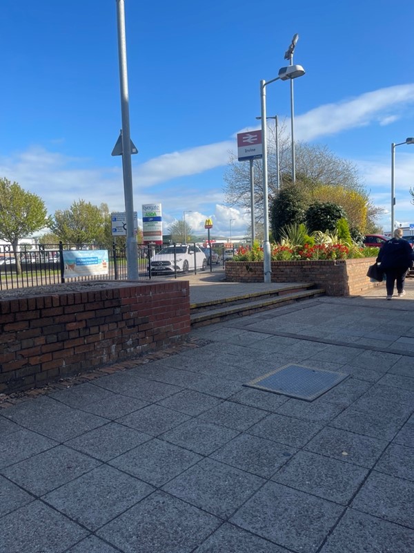 Walking towards Irvine train station which is next to the shopping centre.