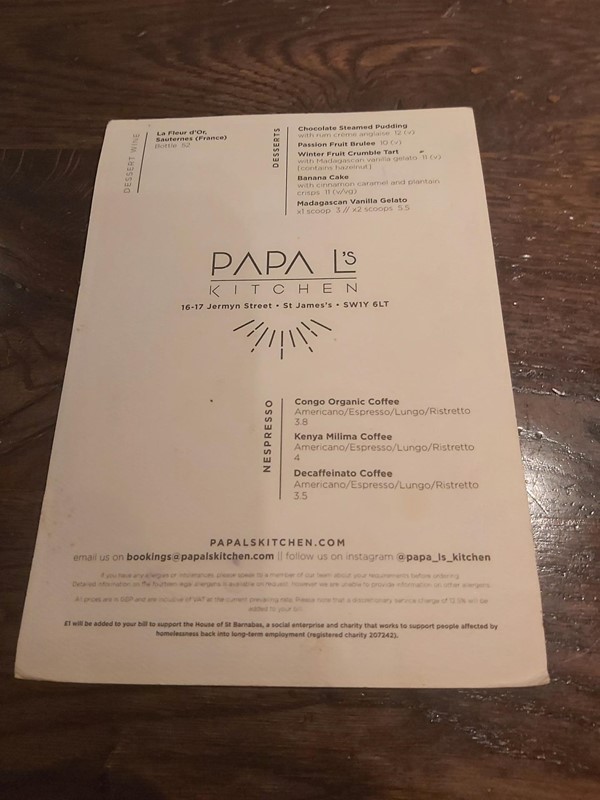 Image of a menu