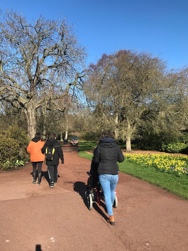 enjoying the gardens in the sunshine