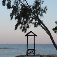 Sunset over the sea in Limassol, Cyprus