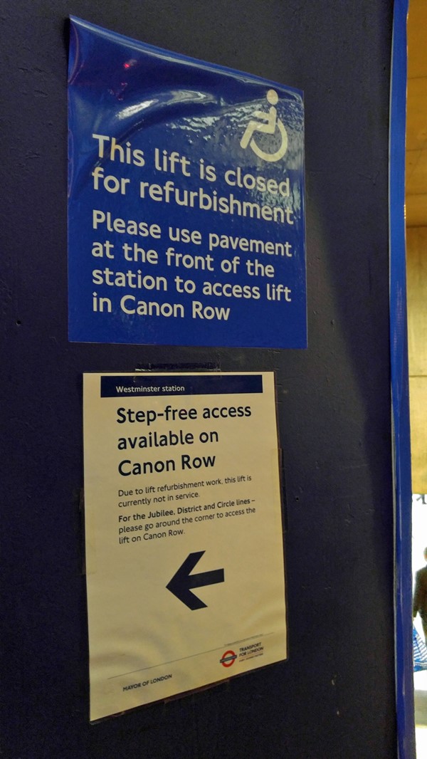  Instructions for alternative access whilst the lift is out