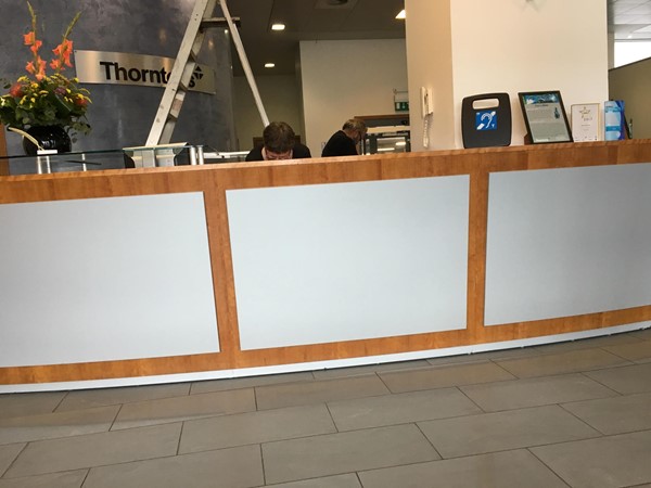 Image showing the reception desk at Thorntons Solicitors.