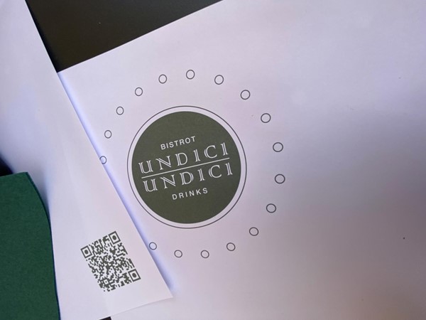 Image of the front of the drinks menu.