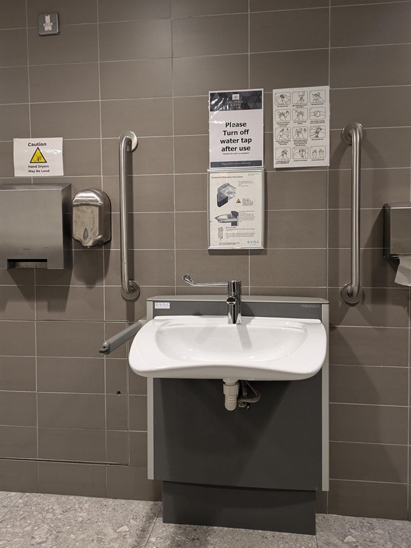Image of adjustabe sink in the Changing Places toilet