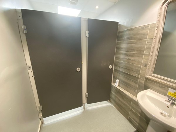 Image of toilet stall doors