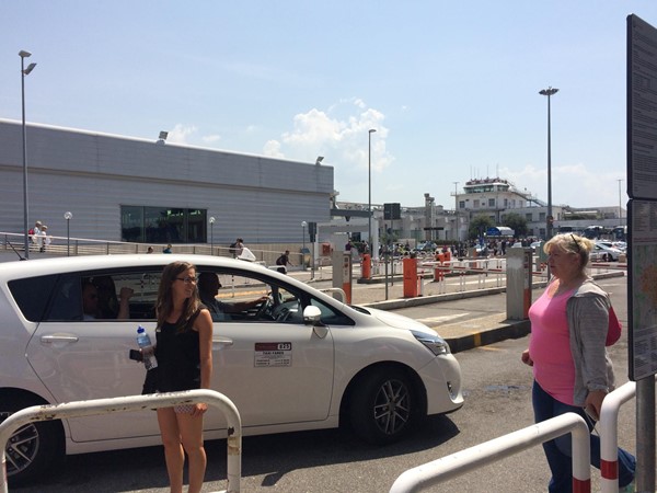 Ciampino Airport taxi ramp and public transport area.