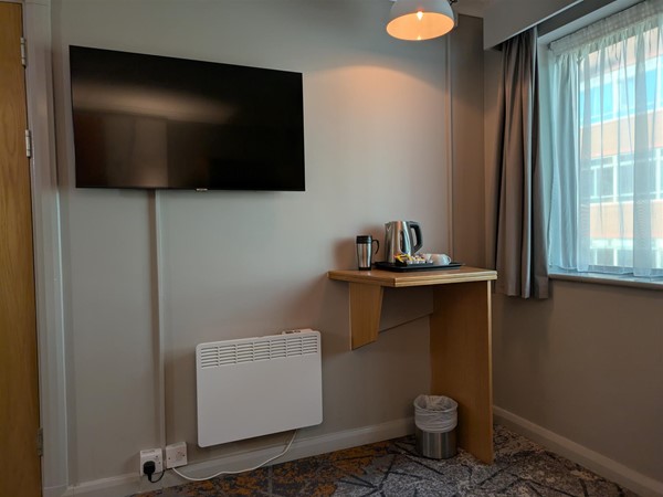 Image of tea station and TV