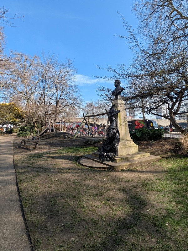 Image of statue and kids play park