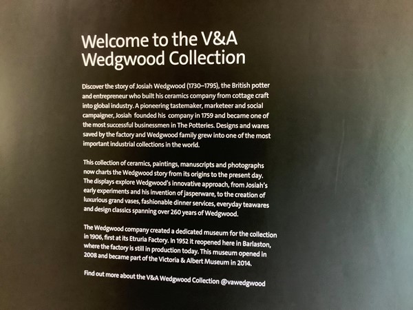 Picture of the World of Wedgwood sign for the V&A collection