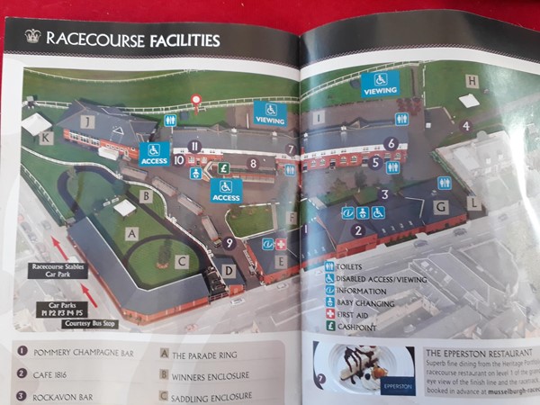 The Race Card has a detailed map of all amenities.