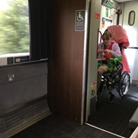 Doorway to wheelchair space not being wide enough for my wheelchair on the train
