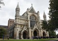 A photo of St. Albans Cathedral - the outside of a church