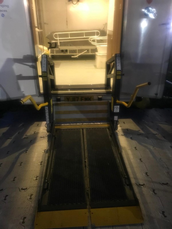 Image of the lift to get into the Pamiloo Changing Places toilet.