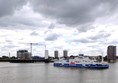 View of the Woolwich Ferry terminal and the ferry