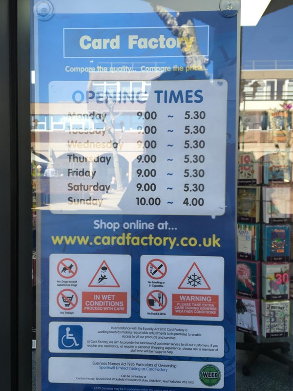 Card Factory, Nailsea Crown Glass Plaza
