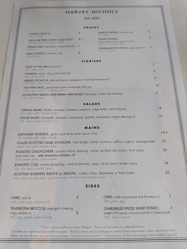 Menu other side