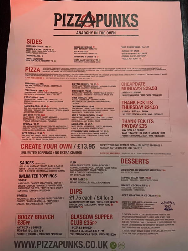 Image of menu