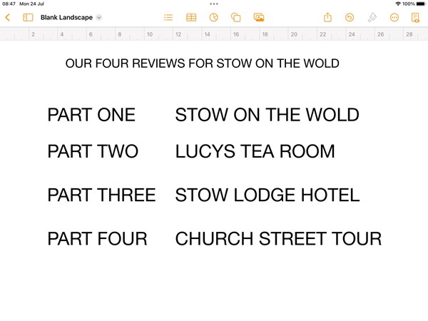 List of Stow-on-the-Wold reviews