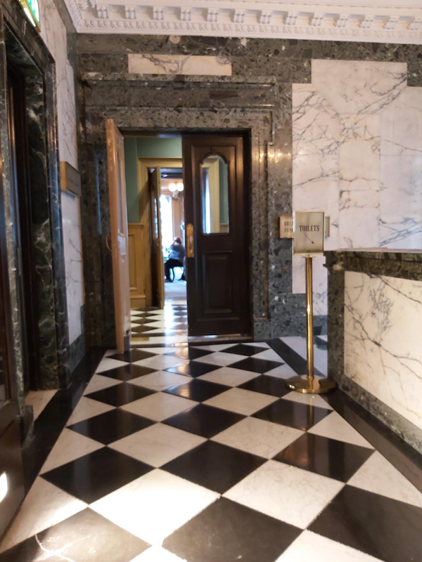 The double doors between the hotel reception and the Grand Cafe.