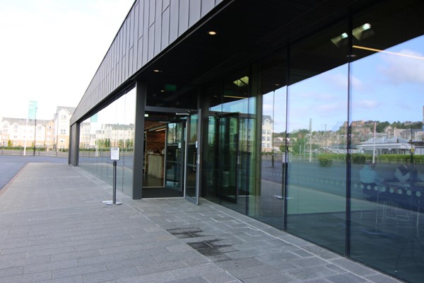The main entrance to the Engine Shed