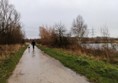 Very wet footpath around the country park. Huge puddles are covering the whole path.