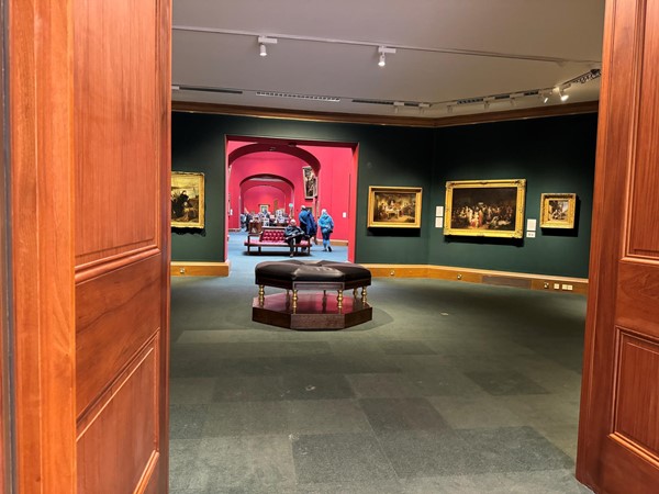 Going though the doors and looking into the first gallery