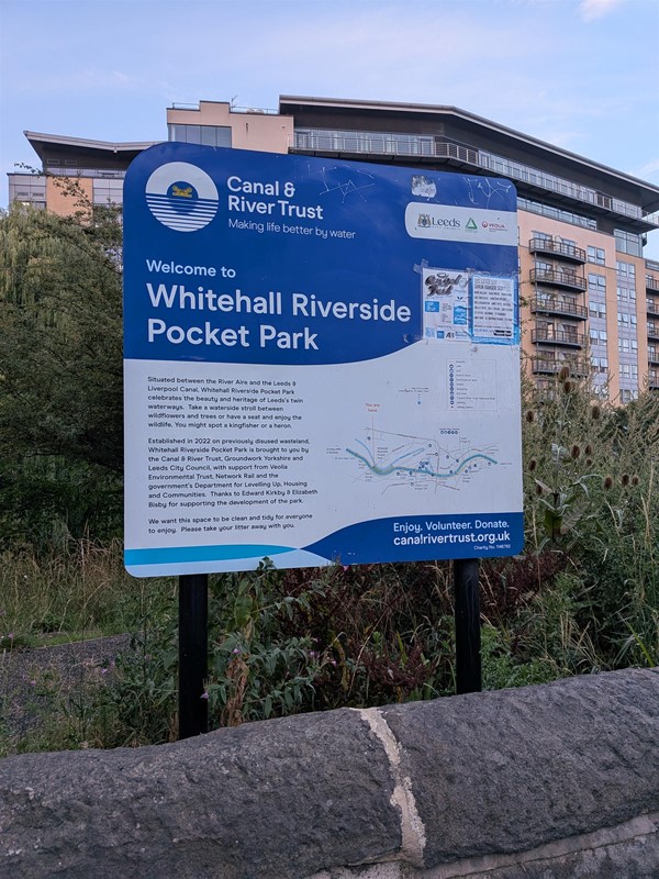 image of sign for Whitehall Riverside Pocket Park
