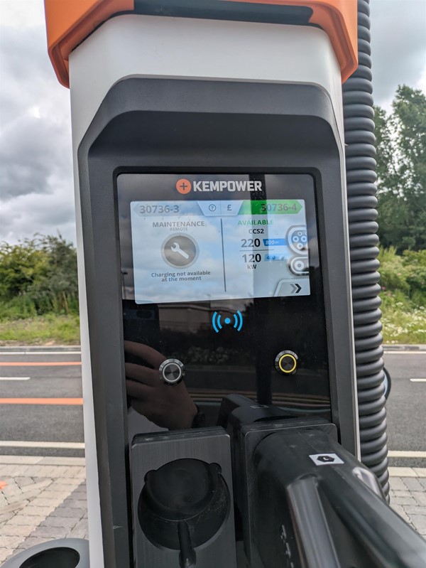 Image of EV chargers close up