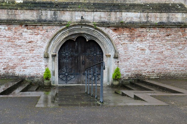 Ramp down to the chapel door