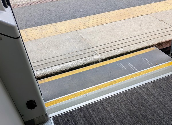 Image of Greater Anglia train with retractable step to bridge gap between train and platform