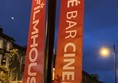 Exterior of Filmhouse, banners that say Filmhouse and Cafe Bar Cinema