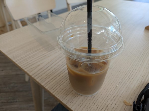 Image of half drank iced latte