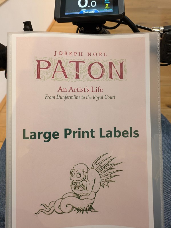 Image of Large Print label booklet for the Joseph Noel Paton exhibit at Dunfermline Carnegie Library & Galleries