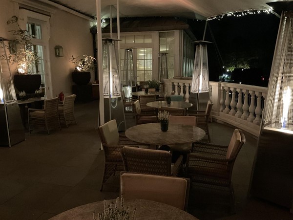 Image of tables on a balcony