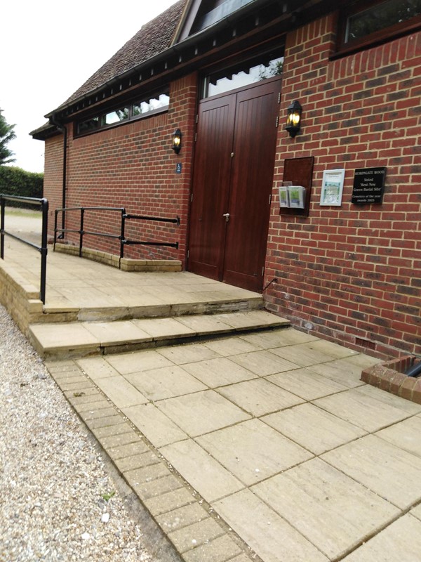 The steps and ramp to the hall of remembrance.