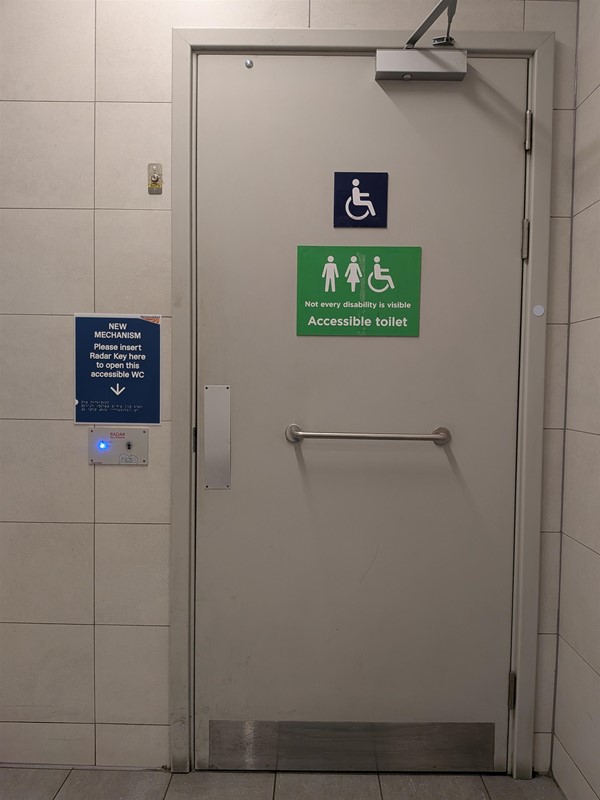 image of door to accessible bathroom in the station