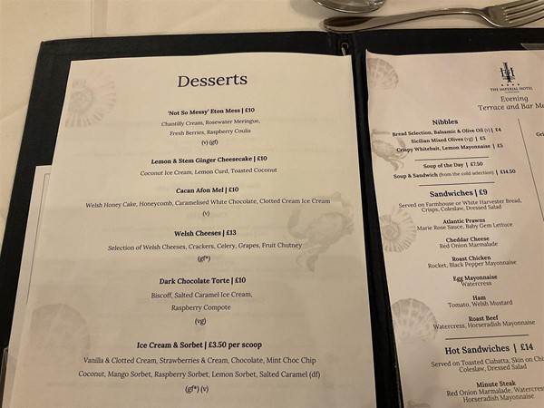 Image of a menu