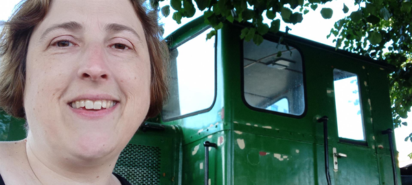 Selfie taken from my scooter at the Asturias Railway Museum in Gijón