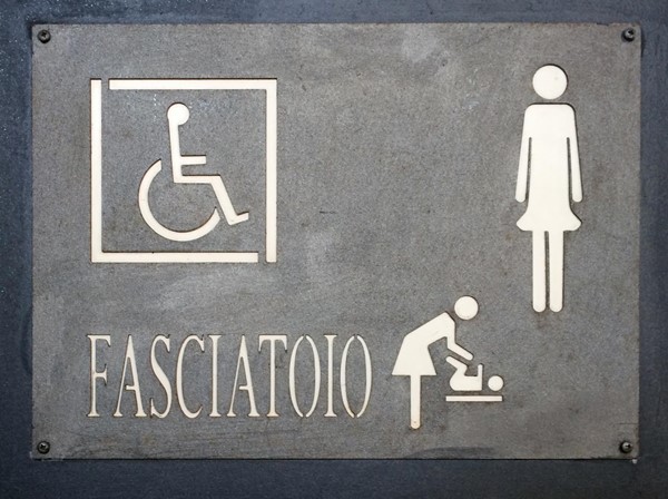 Signage for the accessible loo.
