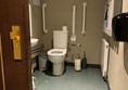 View of accessibile toilet from door