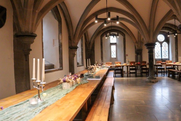 Inside the undercroft where dinner is served