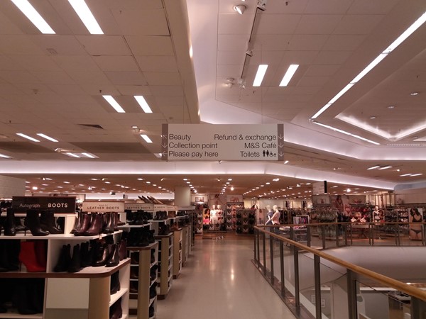 Clear signage to the toilets and example of store layout