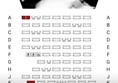 Layout of screen one. Red seats indicate wheelchair spaces