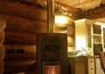 Wood pellet stove in living area