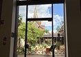 View of Leicester Cathedral from inside the visitor's centre