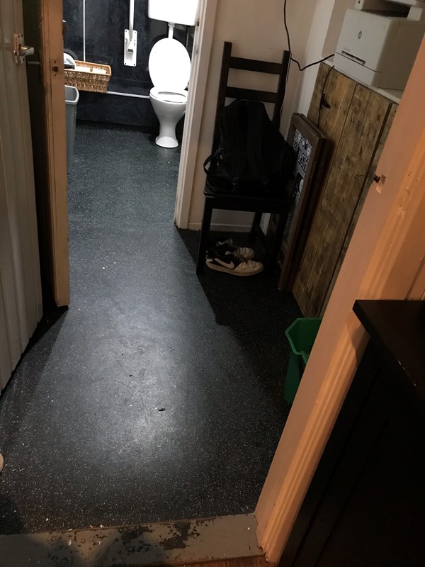 Access into the accessible toilet.